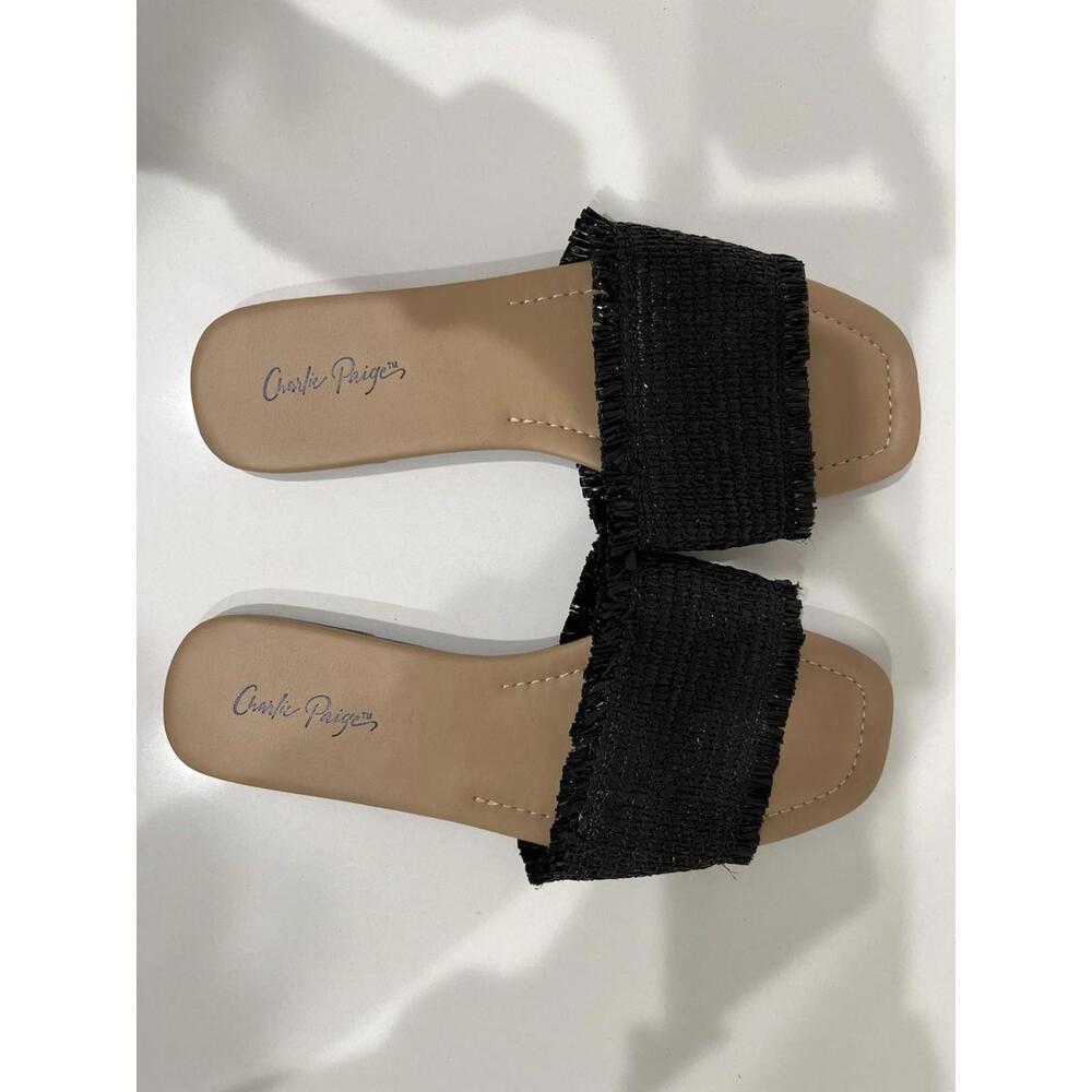 Charlie Paige Shoes - Flats, Black Raffia Resortwear